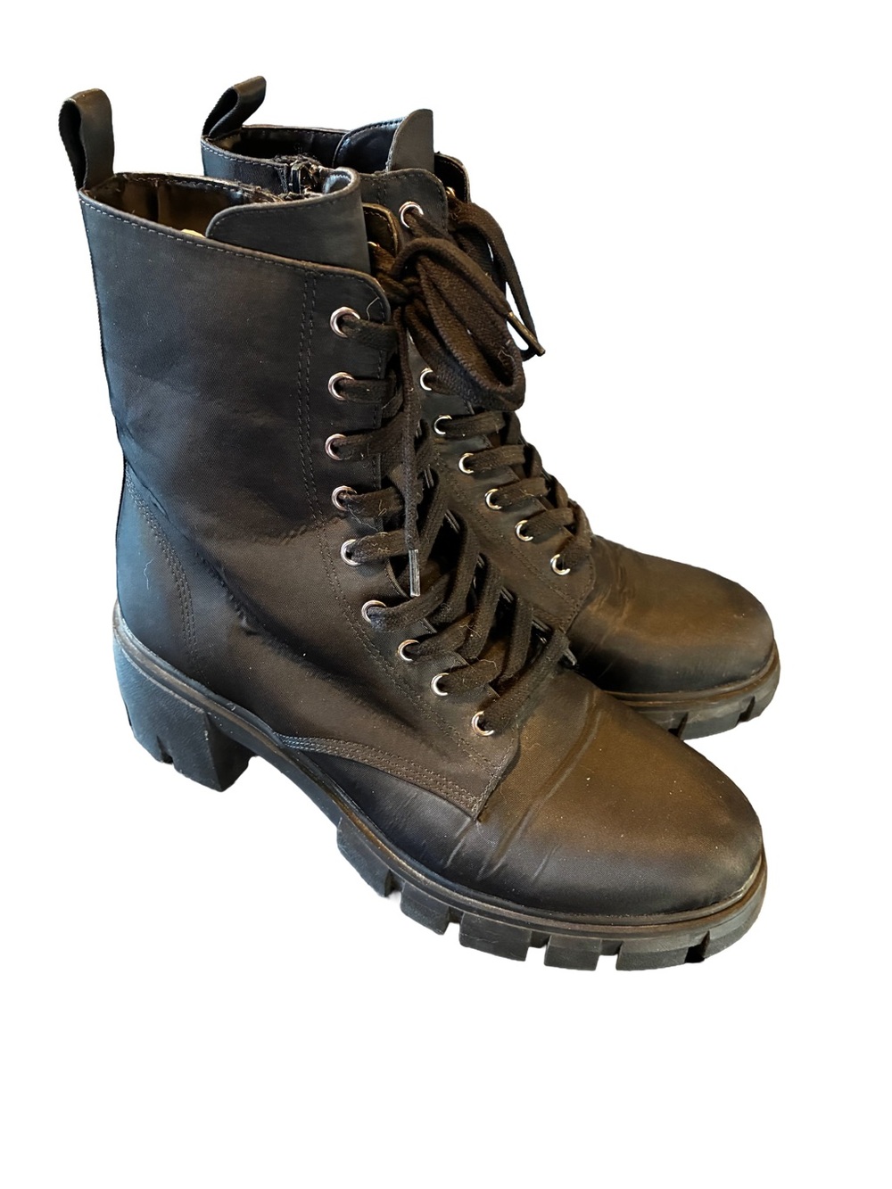 Steve Madden Hyped Black Nylon Combat Boots Size 10
